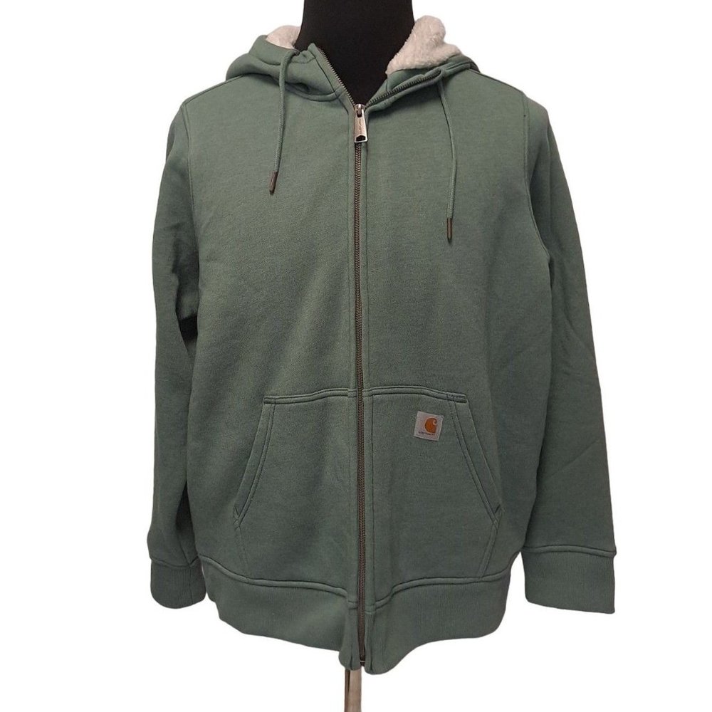 Carhartt Boys Hunter Green Relaxed Fit Hooded Full Zip Sweater Size XL (16-18)